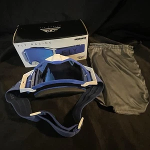 New Fly Racing Zone Pro Snow Goggles - White Blue w/ Blue Smoke Clear Lens - Bild 1 von 24