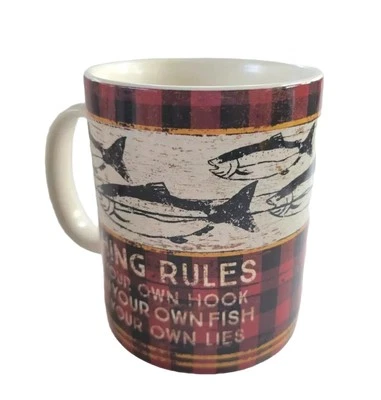 Fishing Rules Mug. Maker: Primitives By Kathy, Men Gift  Fisherman Grand Father - Image 1 of 4