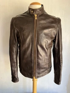 LESCO LEATHERS Vintage 70s Brown Motorcycle Cafe Racer Leather Jacket Size 40 - Picture 1 of 10