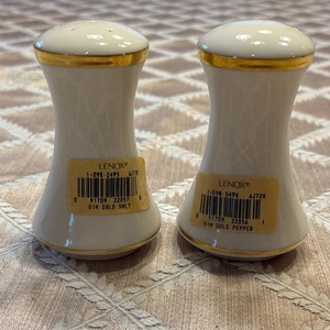 Never Used Lenox China ~ ETERNAL ~ Ivory Gold Trim Salt & Pepper Shakers ~ MINT - Picture 1 of 4