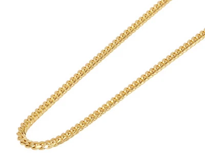 Unisex Miami Cuban Link Chain Necklace 2.5MM Real Solid 10K Yellow Gold 16-30... - Image 1 of 3