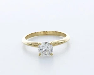 Klassischer Solitärring 1,0 kt zertifizierter natürlicher Diamant E/SI2 Rundschliff 14 K Gold - Bild 1 von 4