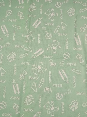 Fabric Traditions Light Green Background Baby Themed 1 Yard + 26" x 44" - Image 1 of 3