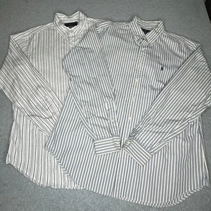 Ralph Lauren Men's Long Sleeve Classic Fit Button Up Lot Of 2 Sz Large Stripe - Picture 1 of 15