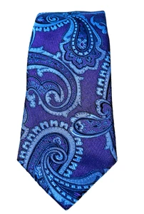 DAVID DONAHUE Men's Tie Blue Purple Paisley Width: 3.50" Length: 60" - Picture 1 of 8
