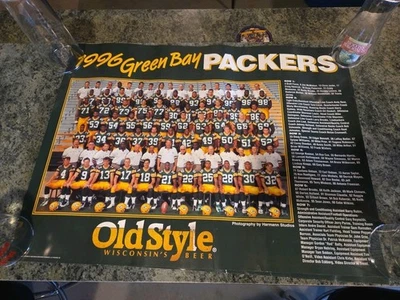 "Póster de Green Bay Packers Team 1996 24"" x 18"" Super Bowl 31 Champs cerveza estilo antiguo" Foto 1 de 4