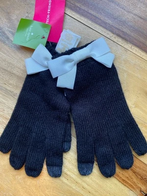 Guantes técnicos con lazo blanco y negro tejido Kate Spade OSFA Classy nuevos con etiquetas Foto 1 de 2