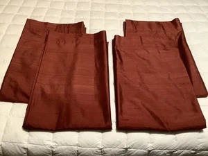 Pottery Barn Red Silk Dupioni Drape Curtain Panel 50x84 Set Of 4 - Picture 1 of 8