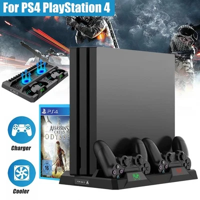 PS4 Standfuß mit Lüfter All-in-One PS4 Ladesation Kühlventilator für Playstation - Bild 1 von 4
