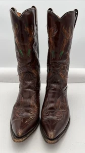 Texas Fasan Inlay Leder Cowboy Western Braun Stiefel Gr. 9D Selten Vintage - Bild 1 von 24