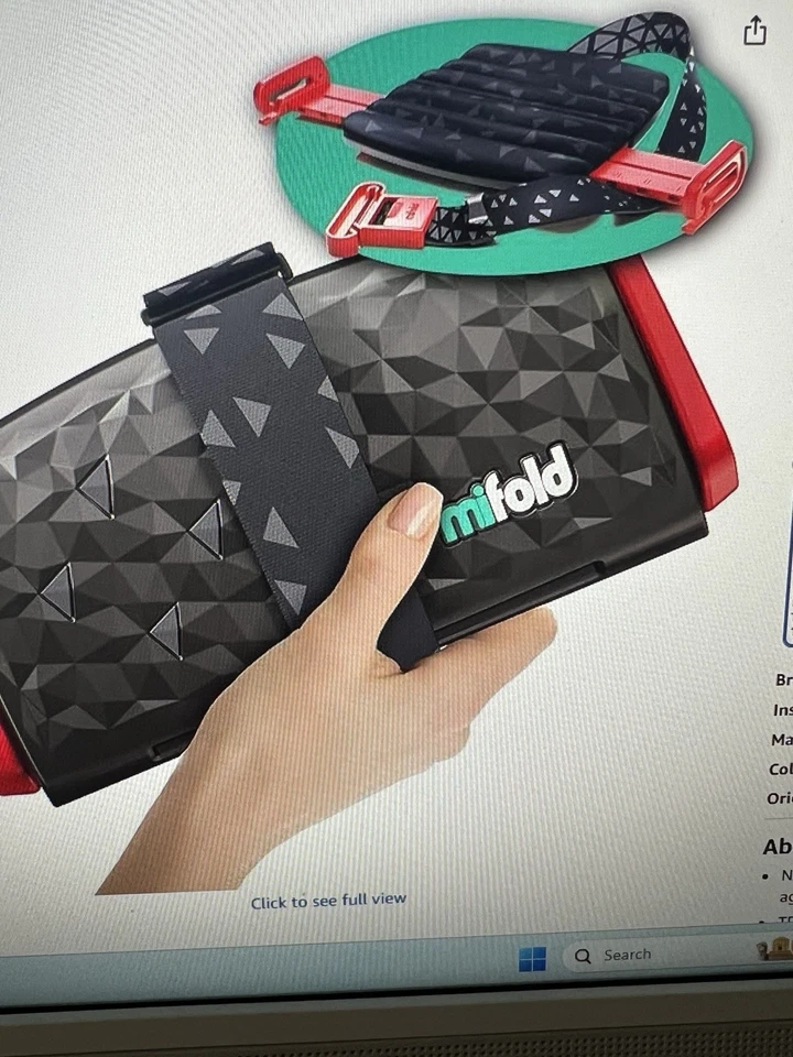 Mifold Grab-And-Go Compact Car Booster Portable Seat 40 To 100 Lbs Black - Image 1 of 1