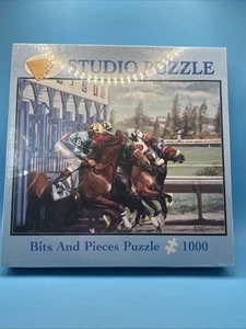 HORSE RACE Bits And Pieces 1000 Pc. Puzzle 51” X 27” Sealed - Picture 1 of 3