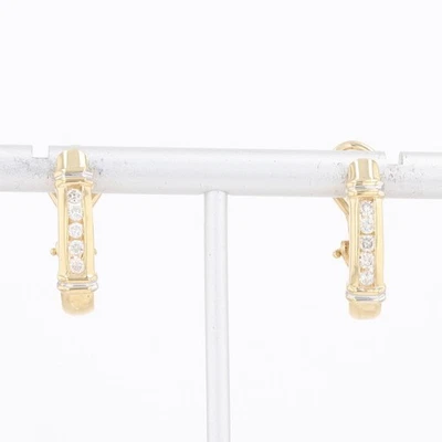 .31ctw Diamond Channel-Set J-Hoop Pair Earrings 14k Multi-Tone Gold 4.69 Grams - Image 1 of 4