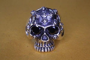 HERRENRING TOTENKOPF SKULL BIKER CHOPPER SILBERRING 925 SILBER 196 - Picture 1 of 1