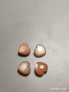 Exclusive 12 mm Checker-Cut Heart Peach Moonstone Gemstone - Picture 1 of 7