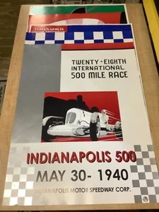 FIVE Vintage Indianapolis Auto Racing 1930's 1940's reprint 24x18 posters - Picture 1 of 10