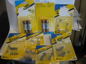 Lot of 8 New Bussmann assorted fuses, BP/NON 15&25,AGC 1,2&3 HEF-1,1A, - Picture 1 of 5