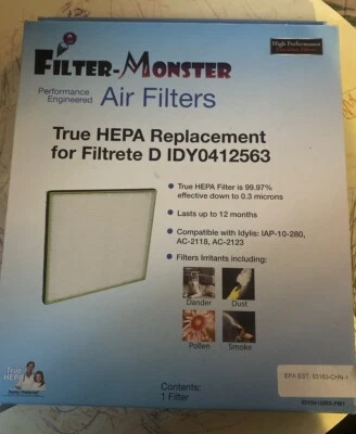 Purificador de ar Filtrete HEPA filtro D #0412563 IDYLIS IAP-10-280, AC-2118, AC-2123 - Imagem 1 de 2