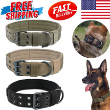 2" Wide Tactical Heavy Duty Nylon Large Dog Collar K9 Military With Metal Buckle