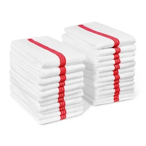 Microfiber Striped Bar/Kitchen Towel-24 Pack-15x18 inches-Lint Free-Streak Free - Picture 1 of 8
