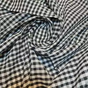 Black 100% Cotton Fabric 1/8" Checked Gingham Check Plaid Material By Meter 44" - Picture 1 of 4