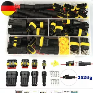 352tlg KFZ Stecker Steckverbindung Steckverbinder 1/2/3/4 Polig Auto Wasserdicht - Bild 1 von 8
