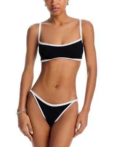 Hunza G L74030 Womens Black/White Tyler Crinkle Bikini Set One Size - Picture 1 of 4