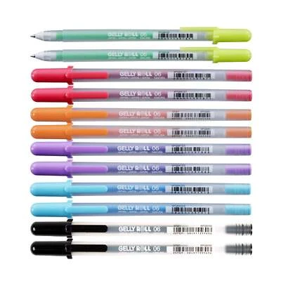 12Pcs Sakura Gelly Roll 06 Fine Pens Regular Colours | Gel Ink Pens Arts Craft - Image 1 of 4