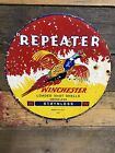 VINTAGE WINCHESTER PORCELAIN SIGN REPEATER SHOTGUN SHELL LOAD BIRD AMMO GAS OIL