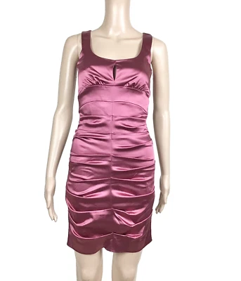 Vestido Nicole Miller Collection Acanalado Sin Mangas Borgoña Talla 0 Foto 1 de 4