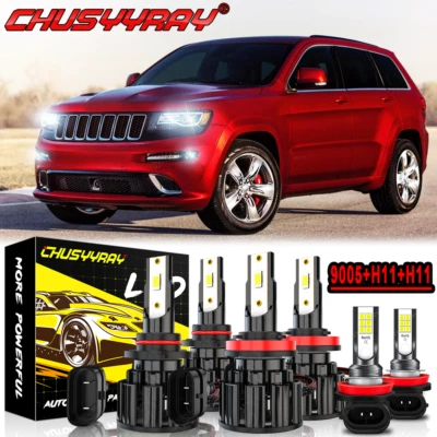 For Jeep Grand Cherokee 2014-2018 Combo 6000K LED Headlight + Fog Bulbs - Image 1 of 4