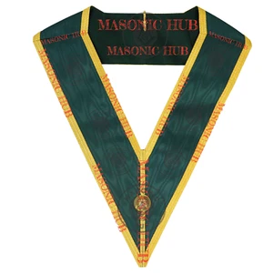 Alliierte Freimaurer Grad Großer Rat Halsband - Gewählter Offizier Regalia - grün - Bild 1 von 6