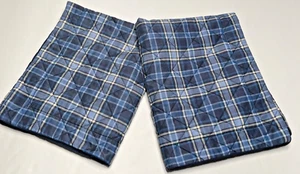 Tommy Hilfiger Pillow Shams (2) Quilted Euro Blue Plaid - Picture 1 of 7