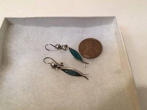 Vintage Mexico Guad JFG Sterling Silver Fish Earrings Auction Finds 702 - Picture 1 of 6