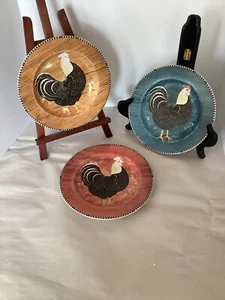 Three 1999 Warren Kimble Rooster Plates by Sakura- Plate 8" - Picture 1 of 10