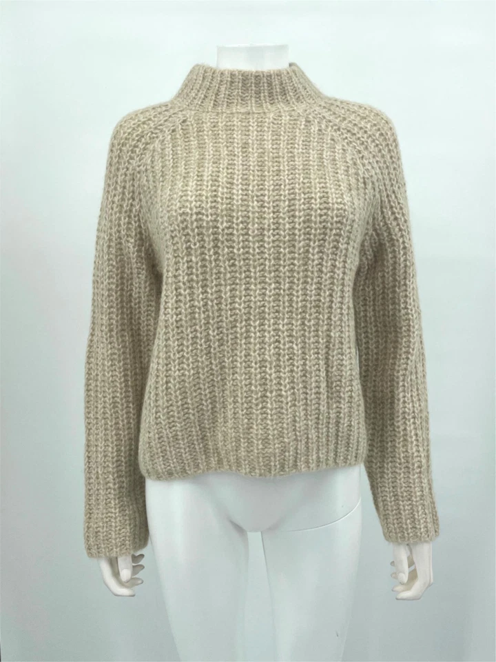 Vince Sweater Shaker Stitch Raglan Sleeves Beige Women's Sz XL N130