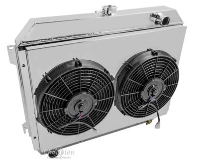 68-73 Dodge Charger Alum 2 Row 1" Tubes KR Champion Radiator Fan Shroud Combo Foto 1 de 4