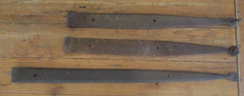 3 Vintage Antique Wrought Iron Strap Barns Hinges 26" 33" Round Ends Cover