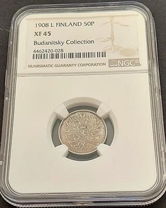 1908 L Finland 50 P , NGC XF 45 , nice silver coin # 1944, #62-17 - Picture 1 of 4
