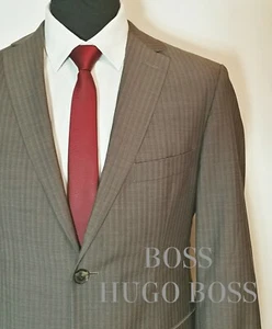 Hugo Boss Wool Blazer Men Sz. 38 Gray Mohair Suit Jacket Stripe Sport Coat - Picture 1 of 8