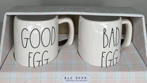 RAE DUNN Easter 🐣  GOOD EGG BAD EGG Mugs Set - Picture 1 of 3
