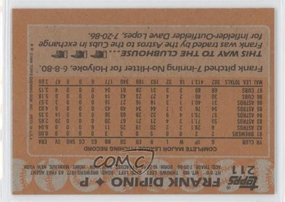 1988 Topps Blank Front Frank DiPino #211 - Image 1 of 2