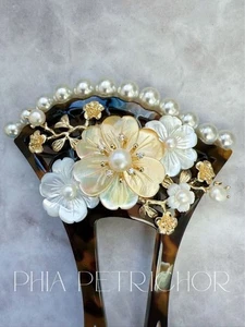 Kanzashi kimono Hair stick Cherry Blossom, pins, Bee-Shaped, Pearl, Ornament, - Picture 1 of 8