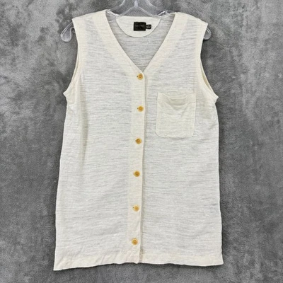 Camisa Calvin Klein Mujer Mediana Mezcla de Lino Botón Frontal Bolsillo Ligero Foto 1 de 4