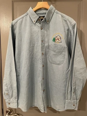 VTG 90s High Rock Shooting Assoc., Inc. Est. 1989 Denim Button Down Shirt Sz L - Image 1 of 4