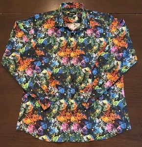 Jared Lang Long Sleeve Button Up Psychedelic Floral Print Shirt Men’s XL  - Picture 1 of 7