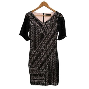 Ivanka Trump Womens Dress 6 Black Lace Overlay Pencil Knee Length Short Sleeve  - Picture 1 of 10