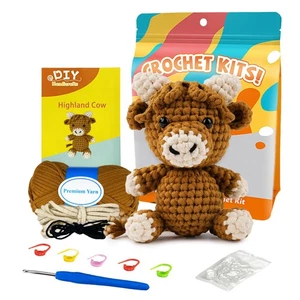 Kit de ganchillo para principiantes: aprende a tejer un amigurumi de vaca de las Highlands artesanía hágalo usted mismo - Imagen 1 de 11