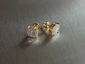 2.0 Ct Round Cut Simulated Diamond Women's Stud Earring 14k Yellow Gold Plated - Picture 1 of 8
