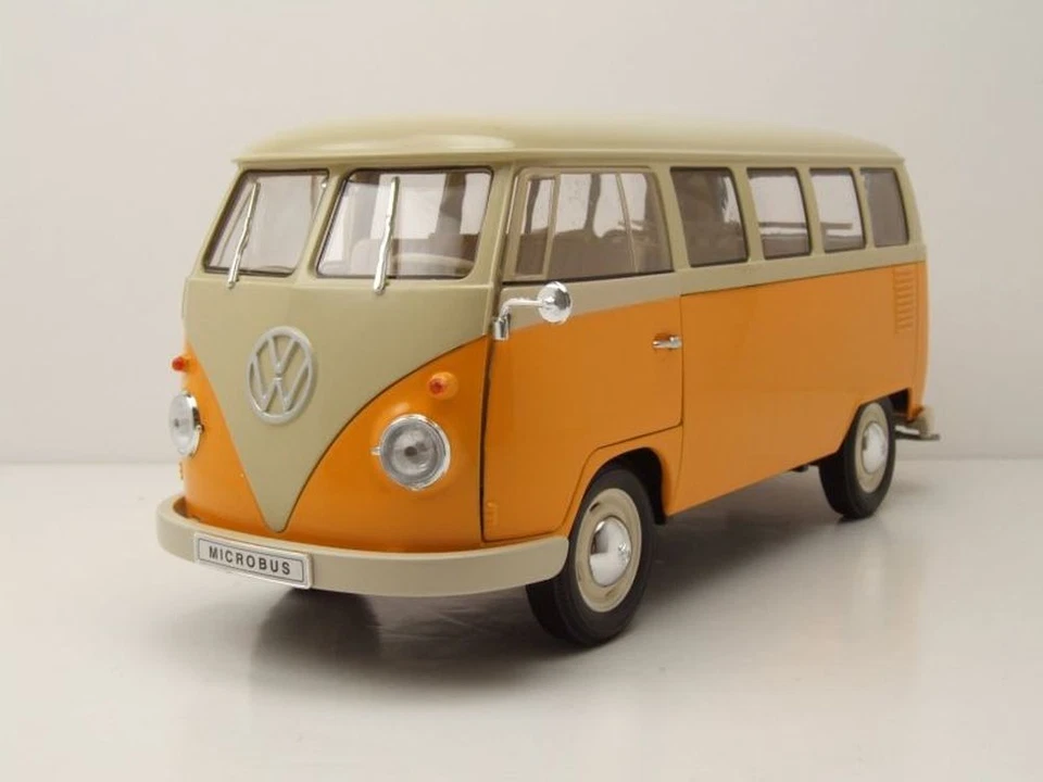 VW T1 Bus Fensterbus 1963 Giallo Beige Modellino 1:18 Welly - Immagine 1 di 4